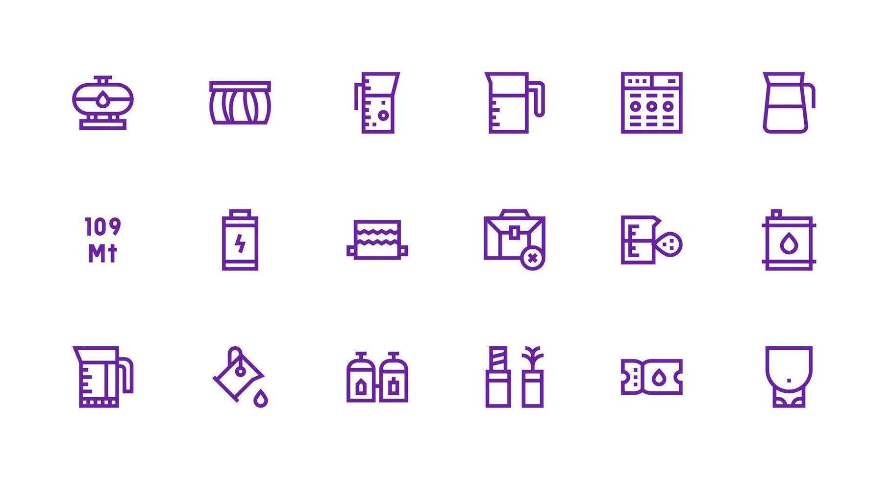 18 Icons for Capacity in Strong Stroke Line Format Dashboard Icon Series vector