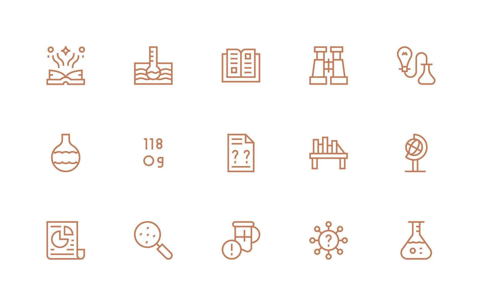 investigación icono conjunto con 15 regular línea gráficos mínimo icono conjunto para interfaz proyectos vector