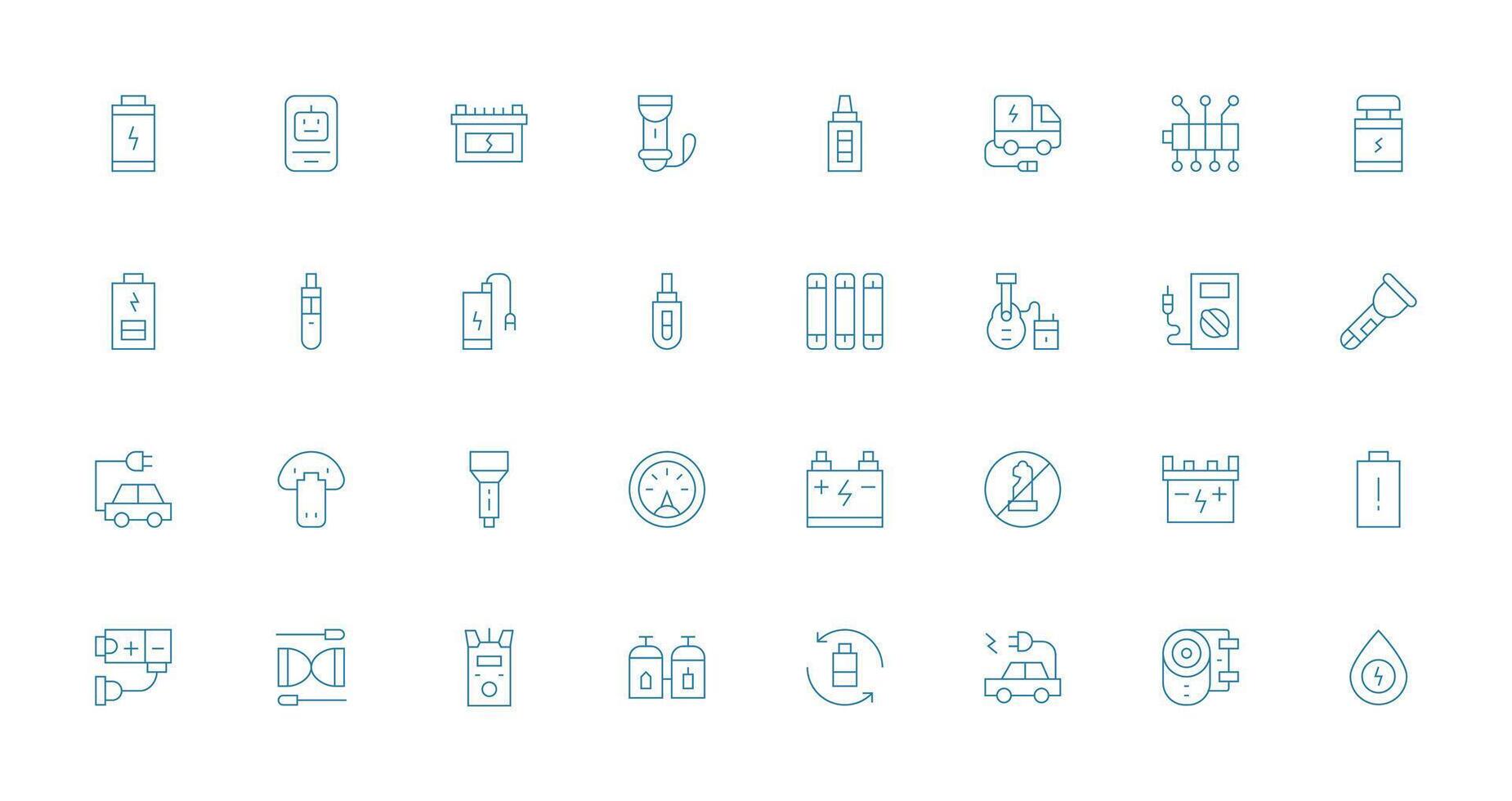 Thin Line Icons from Battery Set with 32 Vectors Scalable Icons for All Themes
