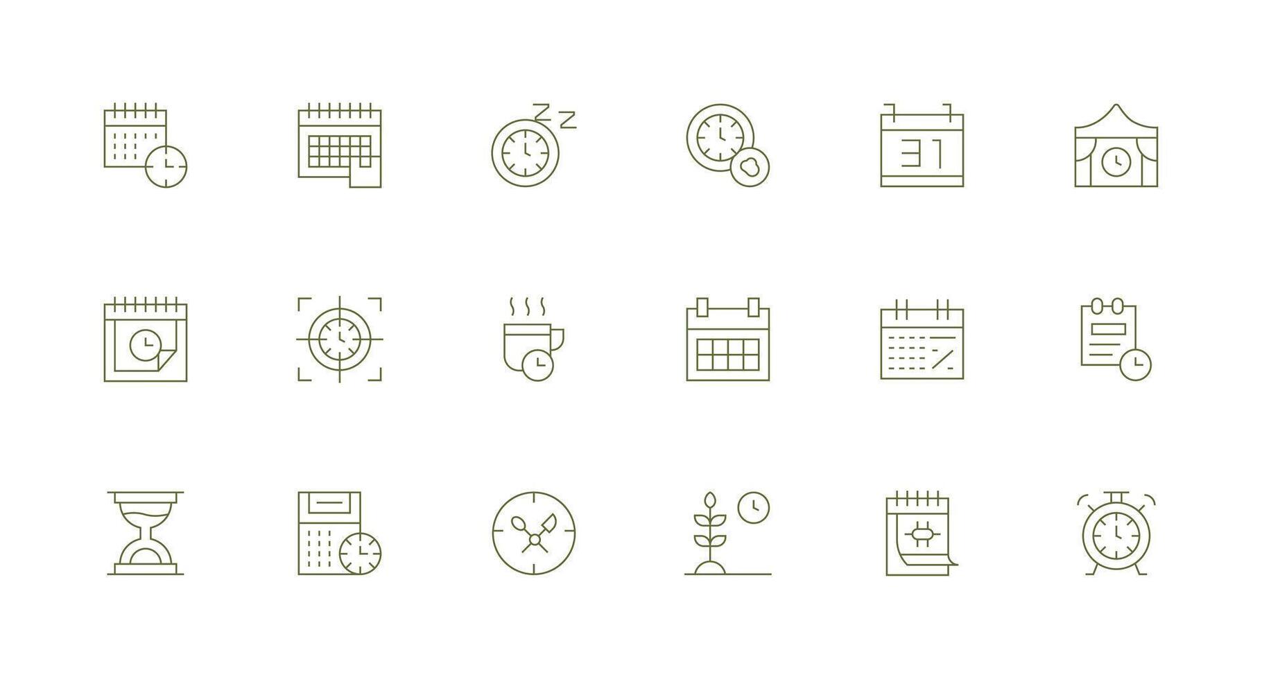 Minimal Line Icons from Time Management Set with 18 Vectors Organized Glyph Icons for Fast Design