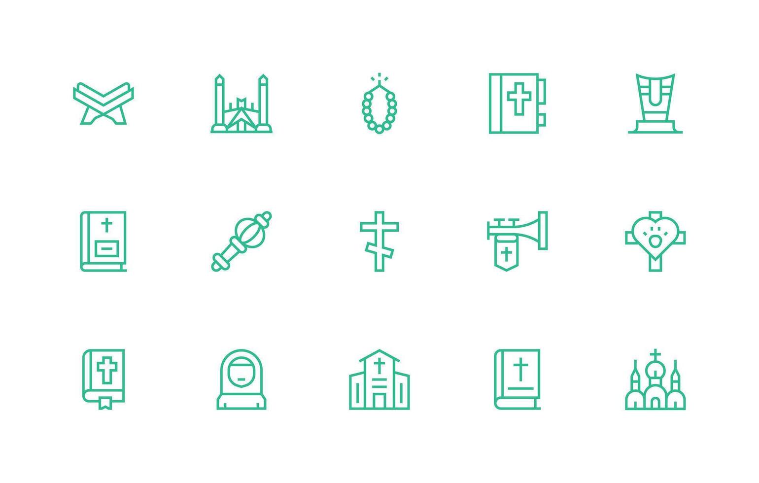 15 Regular Line Icons for Prayer Graphics Well-Structured Icons for Creative Use vector