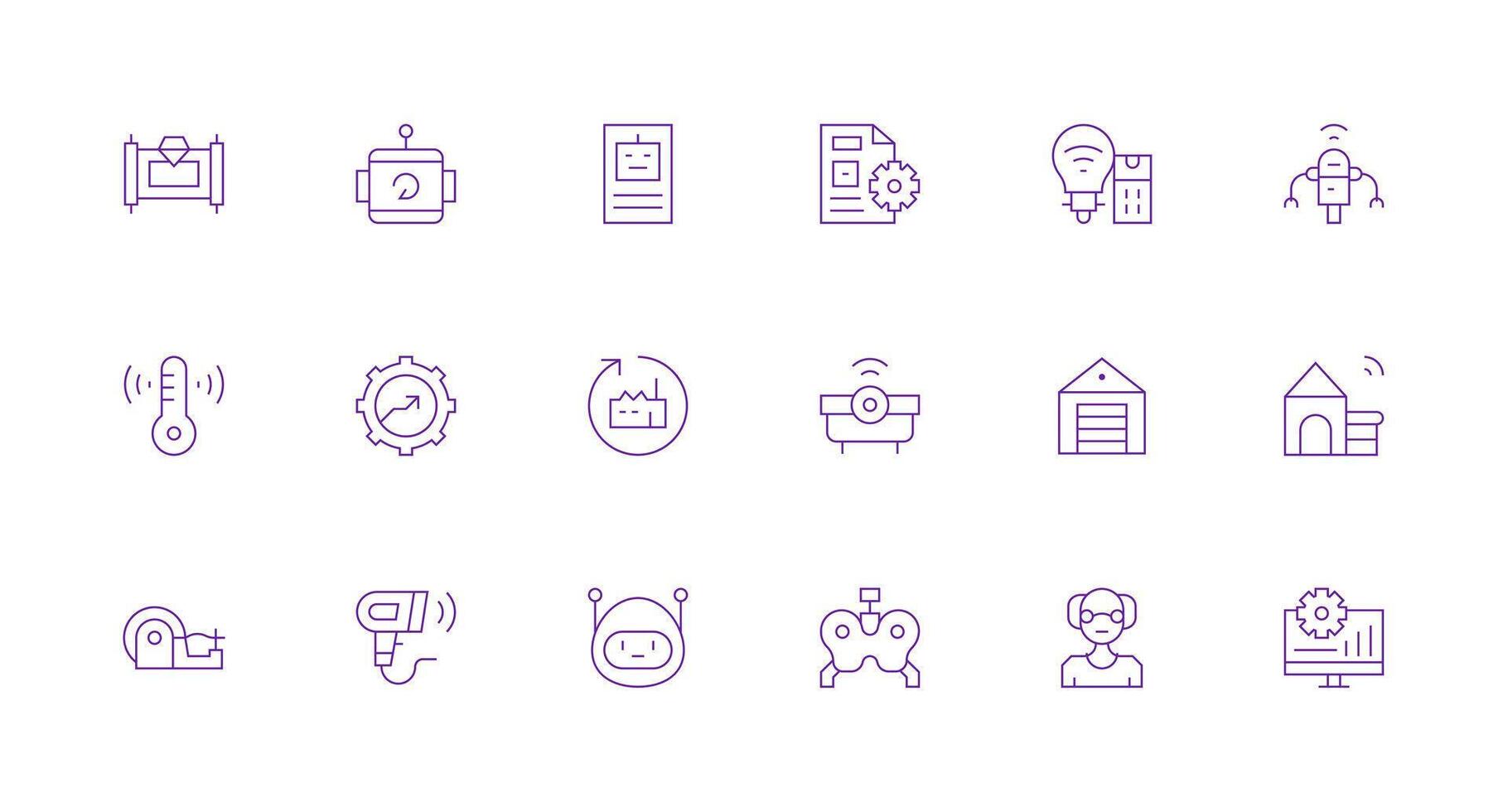 18 Automation Icons in Minimal Line Aesthetic Reusable Icon Set vector