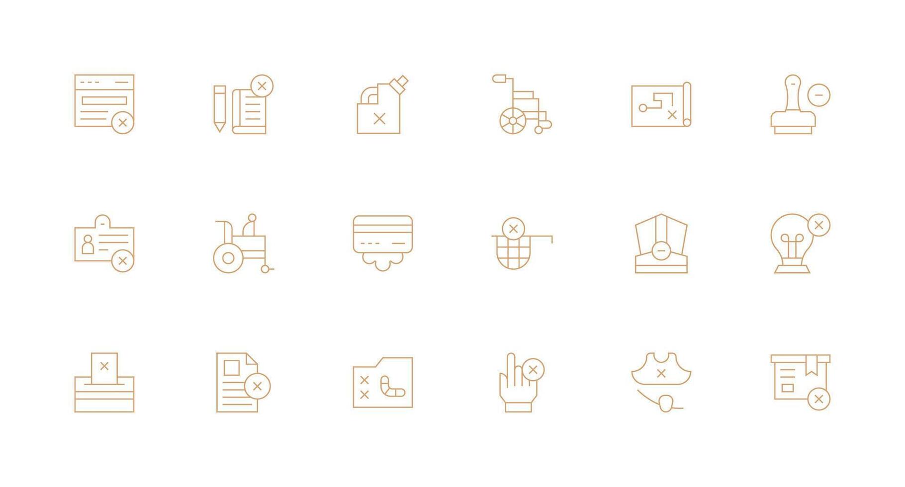 Invalid Icon Set with 18 Minimal Line Graphics Interface Icons for Daily Use vector