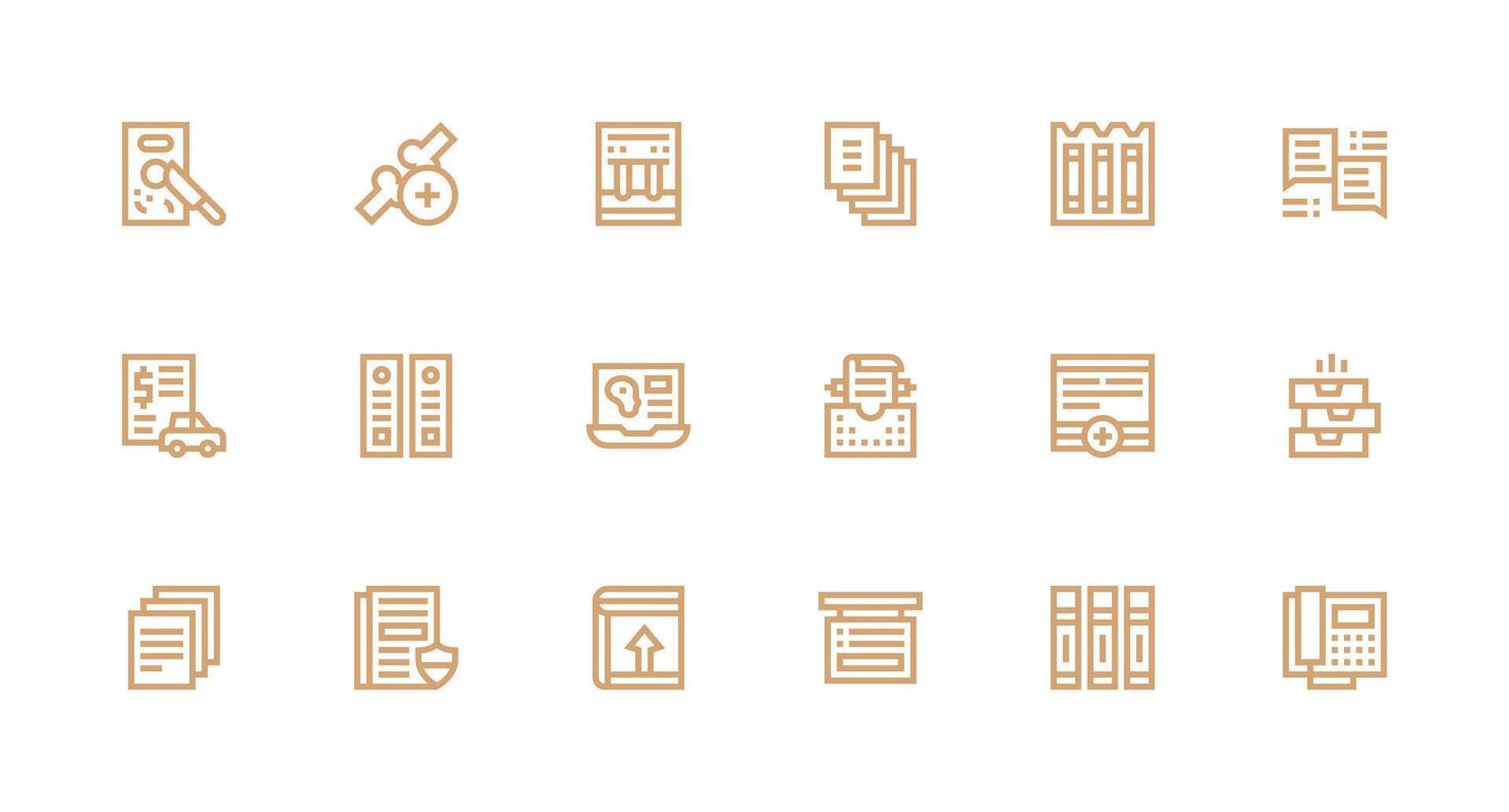 Document Management Set with 18 Strong Stroke Line Icons Icon Set for Web vector