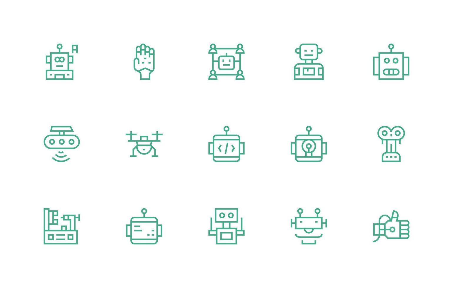 Robotics featuring 15 Icons in Regular Line Design Icons Built for Visual Consistency Pack vector