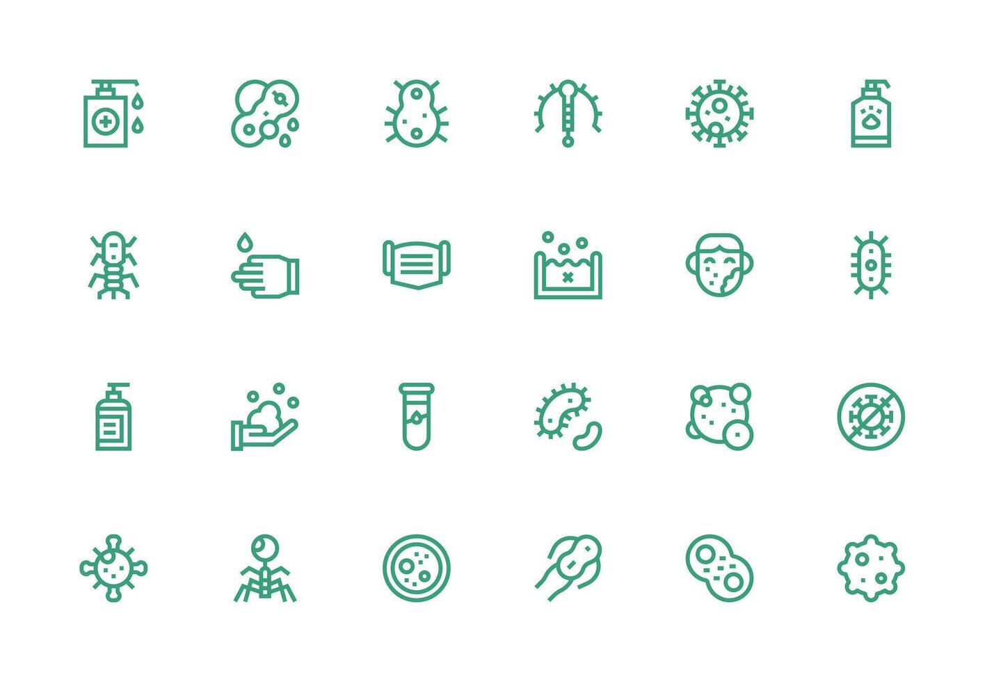 24 Thick Line Line Icons for Bacteria Graphics Sharp Icons for Presentations vector