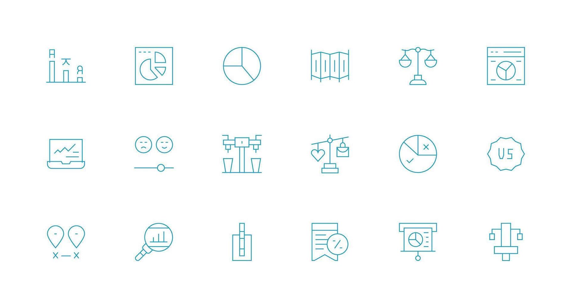 18 Comparison Icons in Minimal Line Aesthetic Web and App Icon Pack Collection vector
