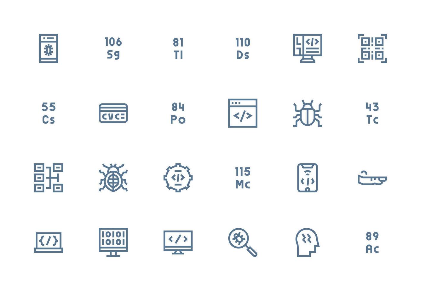 Code featuring 24 Icons in Thick Line Line Design Layout Icon Collection vector
