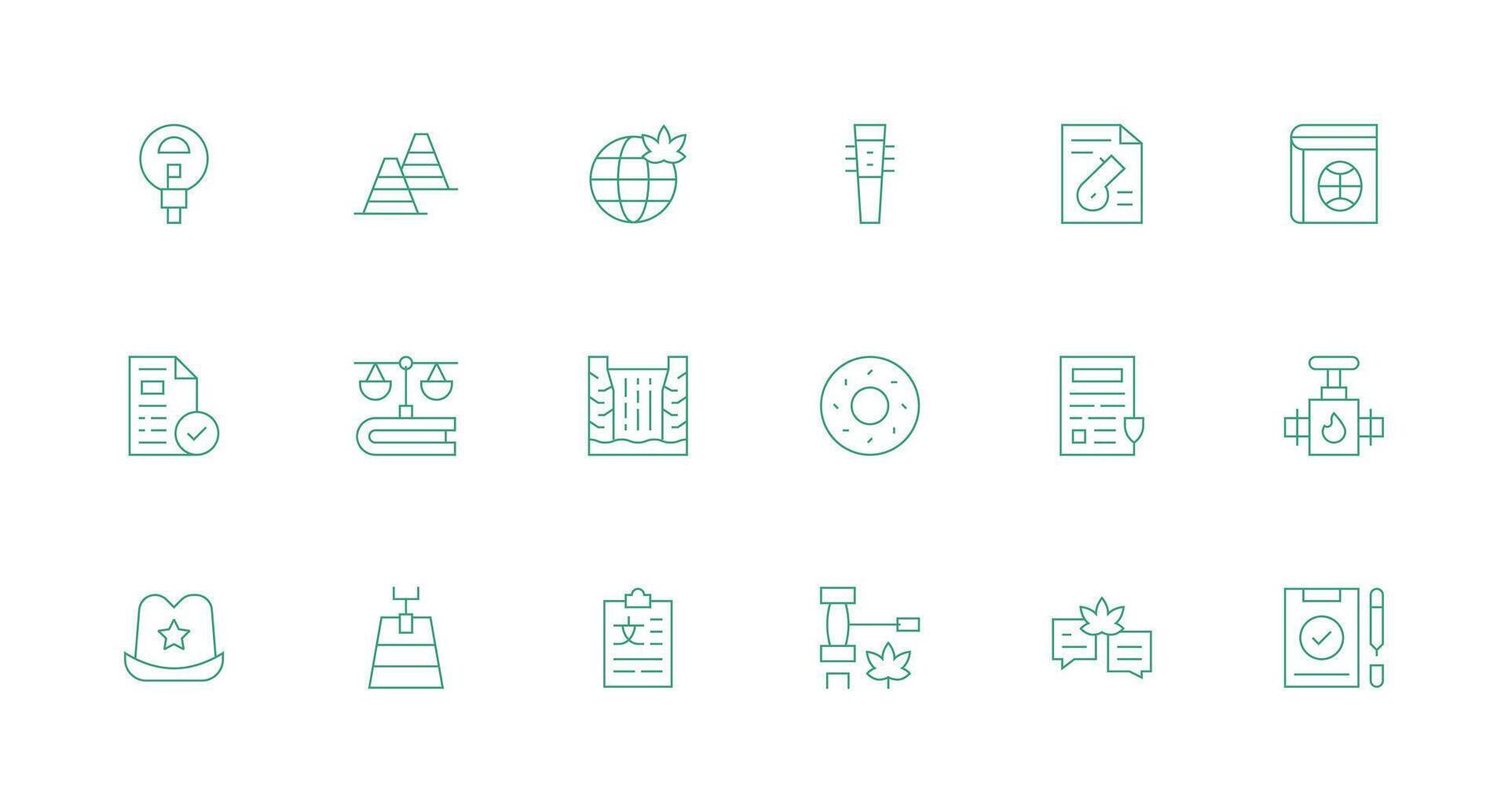 18 mínimo línea íconos para regulación gráficos limpiar icono colección para web utilizar vector