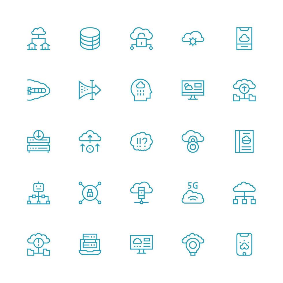 Medium Stroke Outline Icons from Cloud Computing Set with 25 Vectors Multi-Purpose Icon Pack for Templates