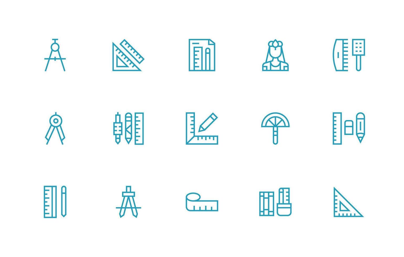 15 Ruler Icons in Regular Line Aesthetic Web Icon Collection vector