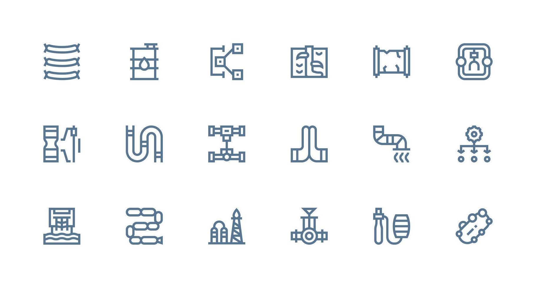 18 Strong Stroke Line Icons for Pipeline Graphics Complete Icon Set for Mobile Apps vector