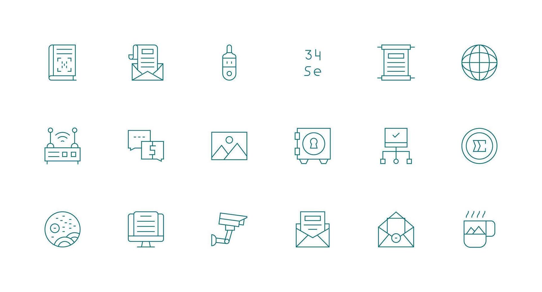 18 Icons for Digital in Minimal Line Format Clean Set for Layout Prototypes vector