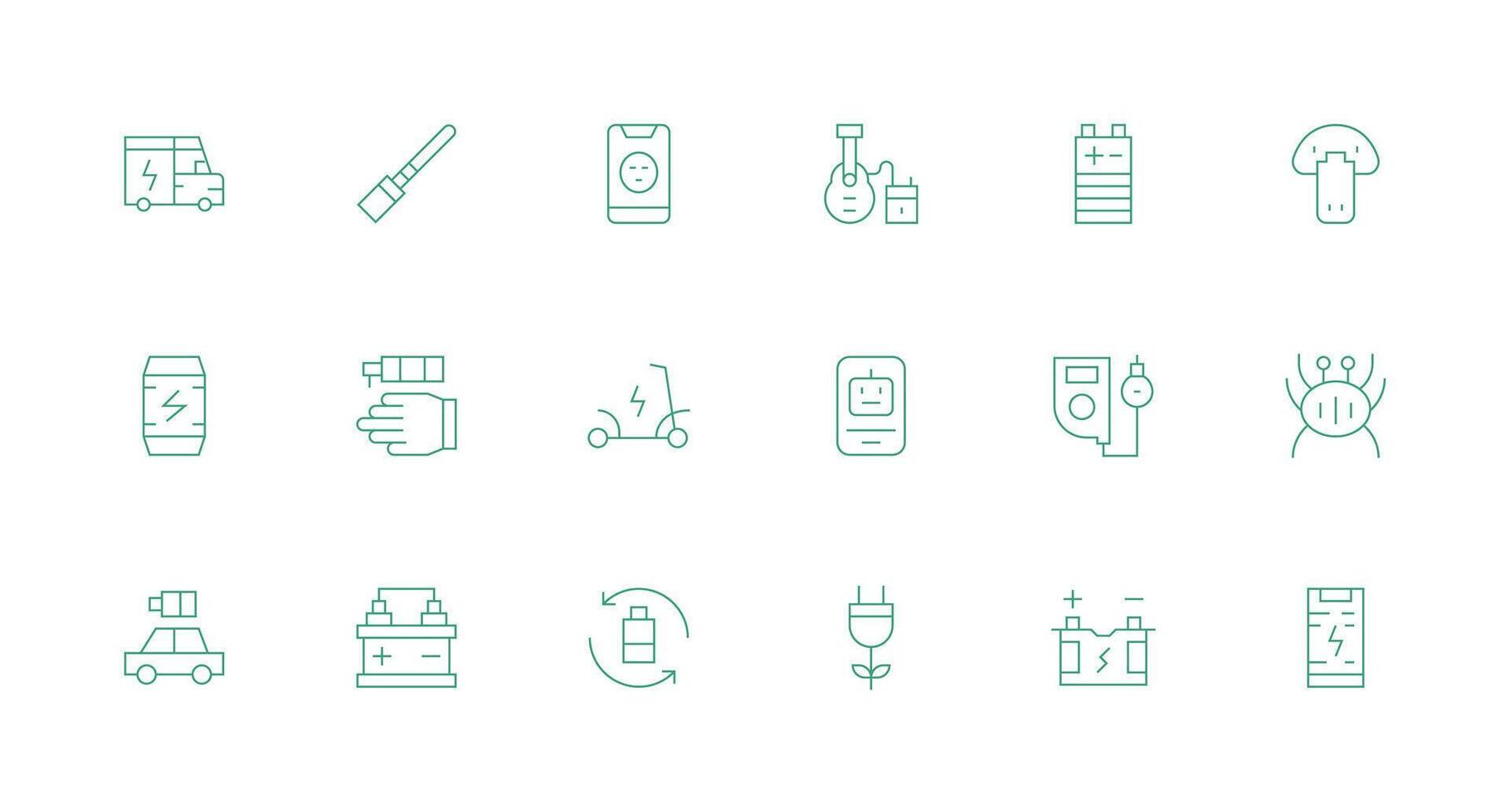 18 Minimal Line Style Icons from Charging Collection Icon Set for Web vector