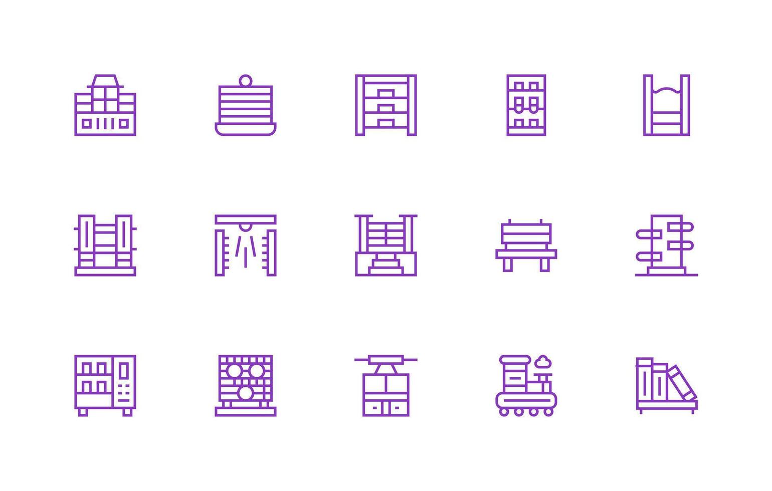 Shelves featuring 15 Icons in Regular Line Design Full Icon Library for UI Designers vector