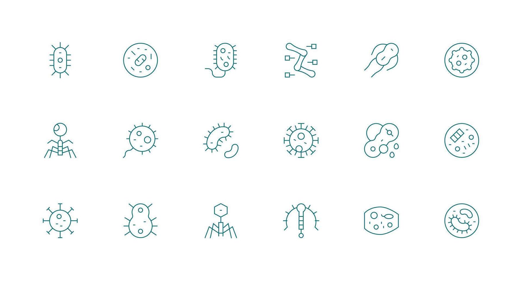 18 Icons for Microbe in Minimal Line Format High-Resolution Icons for Any Platform vector