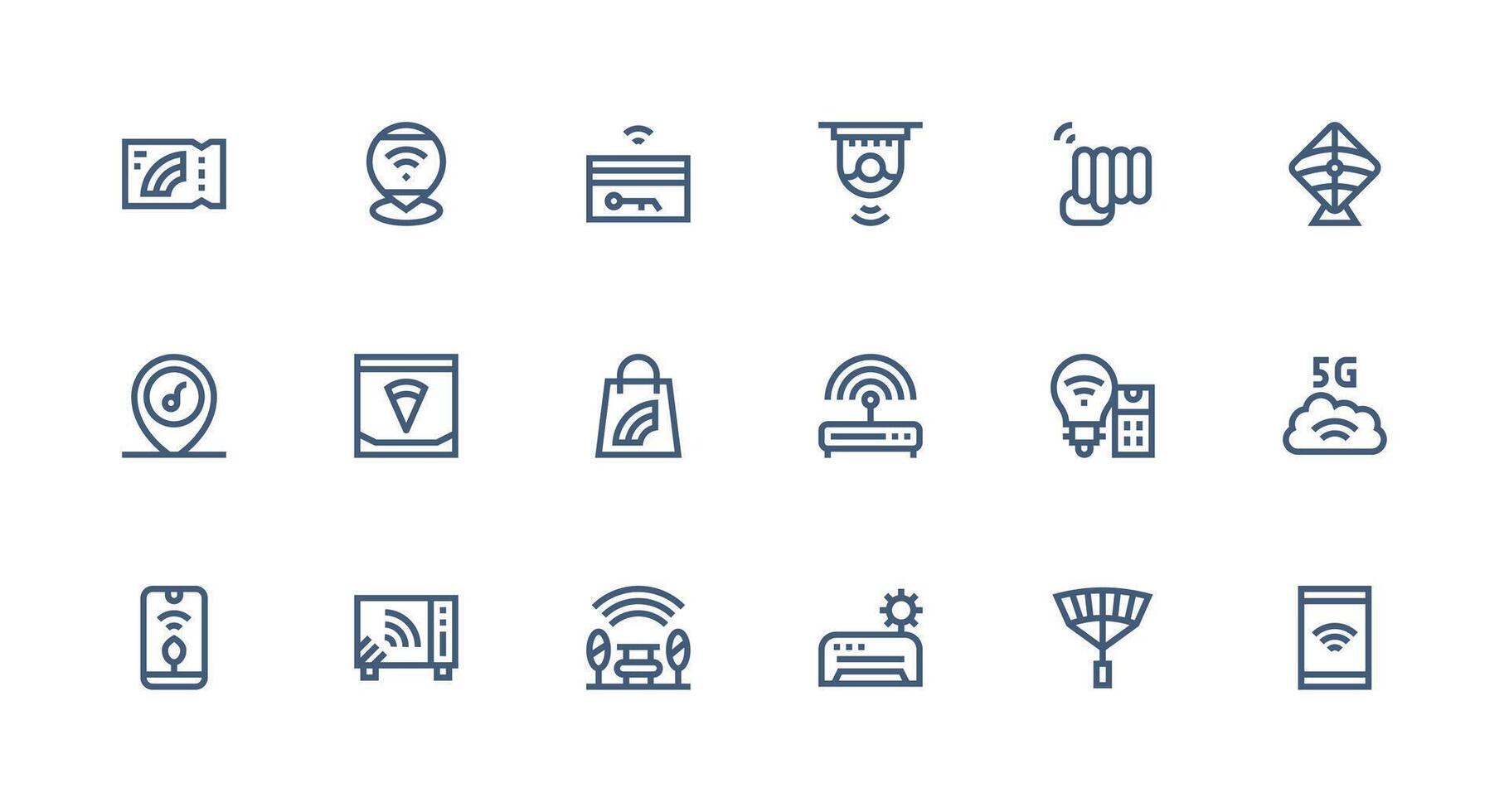 Wifi conjunto con 18 fuerte carrera línea íconos limpiar icono colección para web utilizar vector