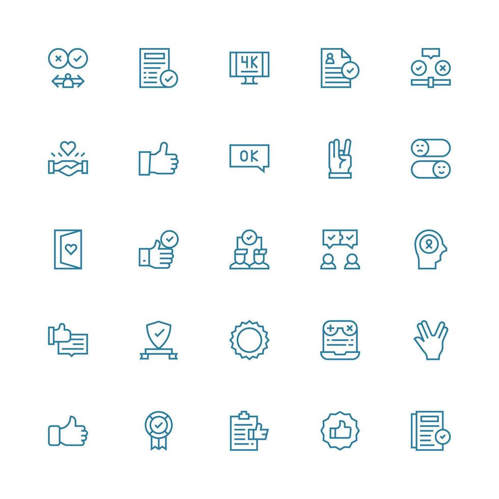 25 Icons for Acceptance in Medium Stroke Outline Format Neatly Designed Icons for Web Platforms vector