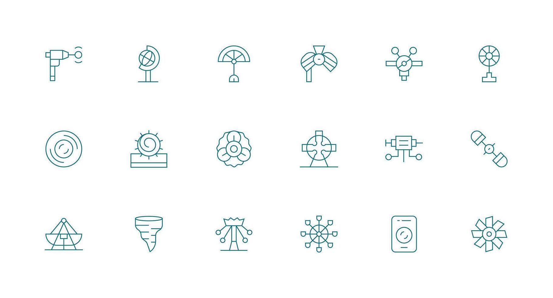 18 Minimal Line Icons for Rotating Graphics Line Icon Collection vector