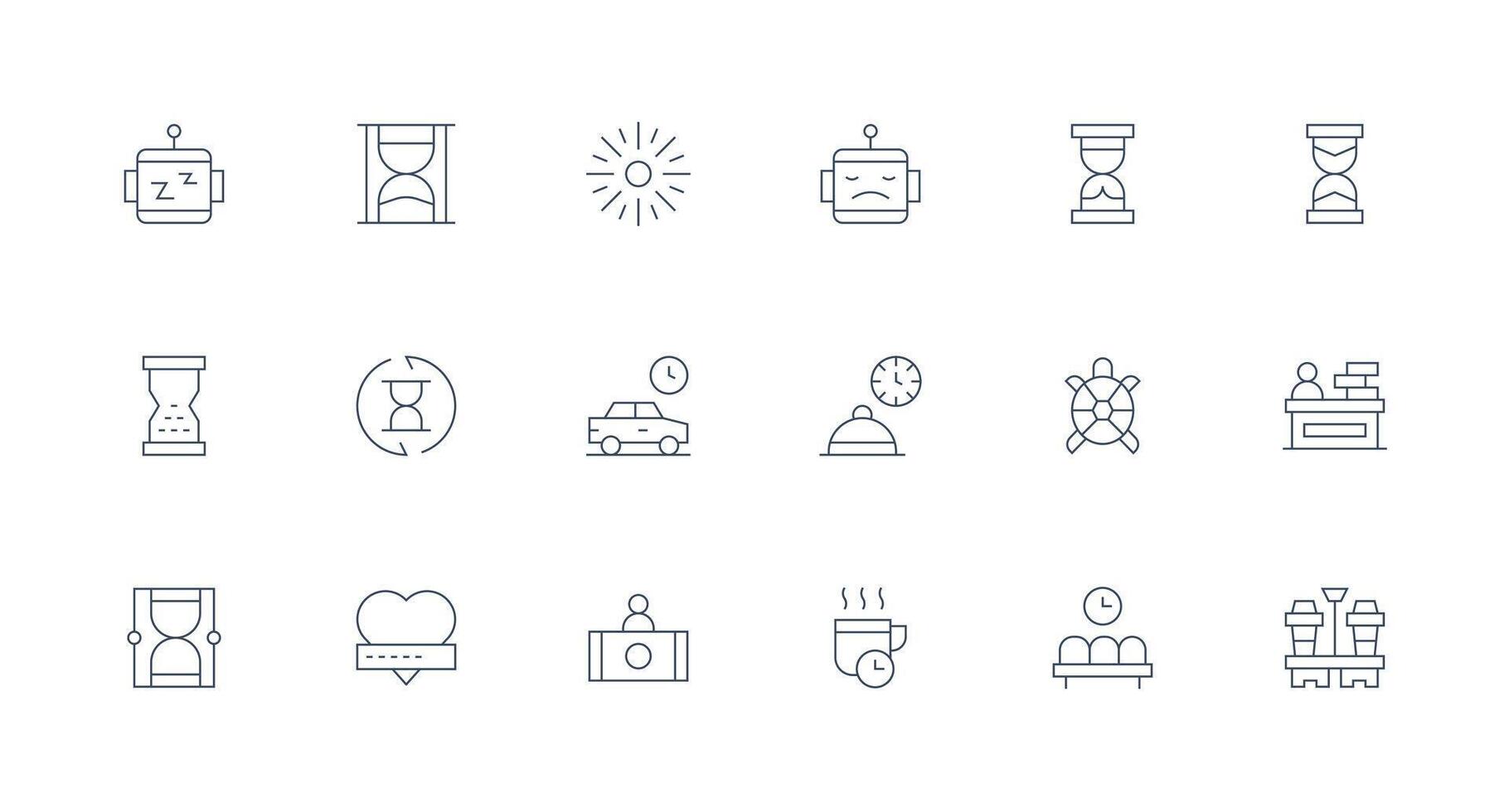 Waiting Set with 18 Minimal Line Icons Neatly Designed Icons for Web Platforms vector