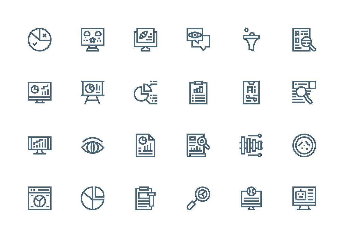 24 Thick Line Line Designs for Data Analysis Icons Balanced Icon Set for Functional Design vector