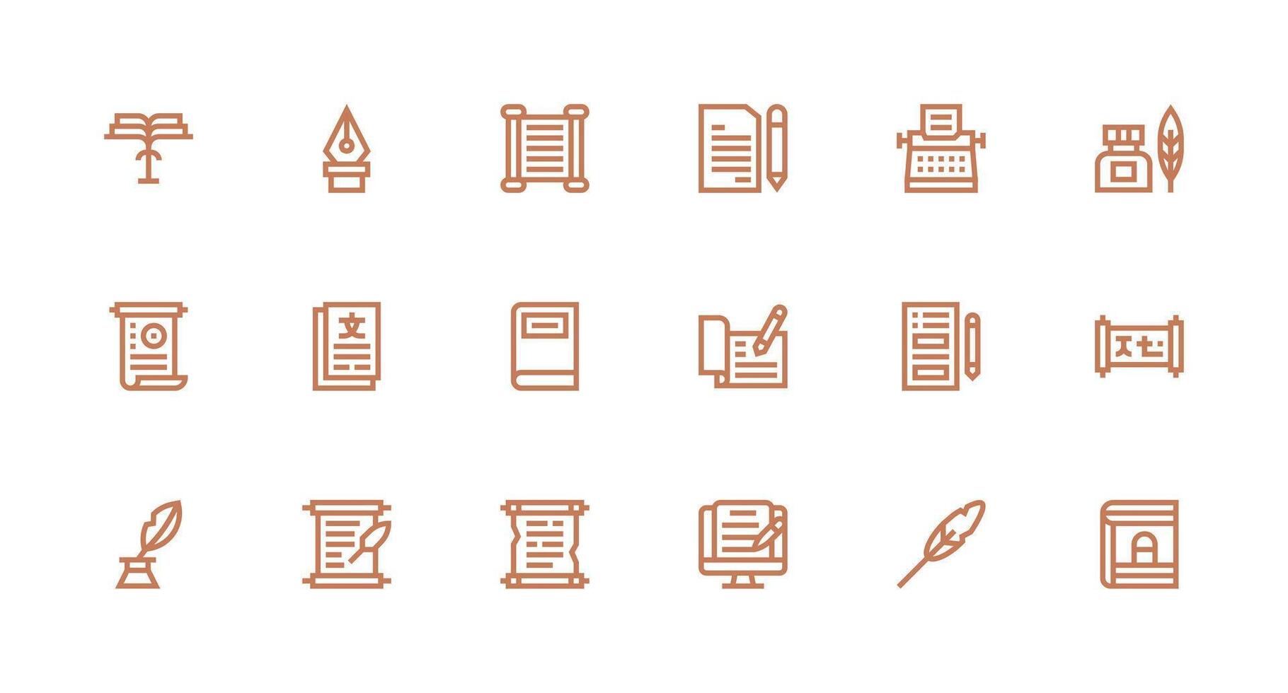 Manuscript Visual Pack containing 18 Strong Stroke Line Icons Clean Set for Layout Prototypes vector