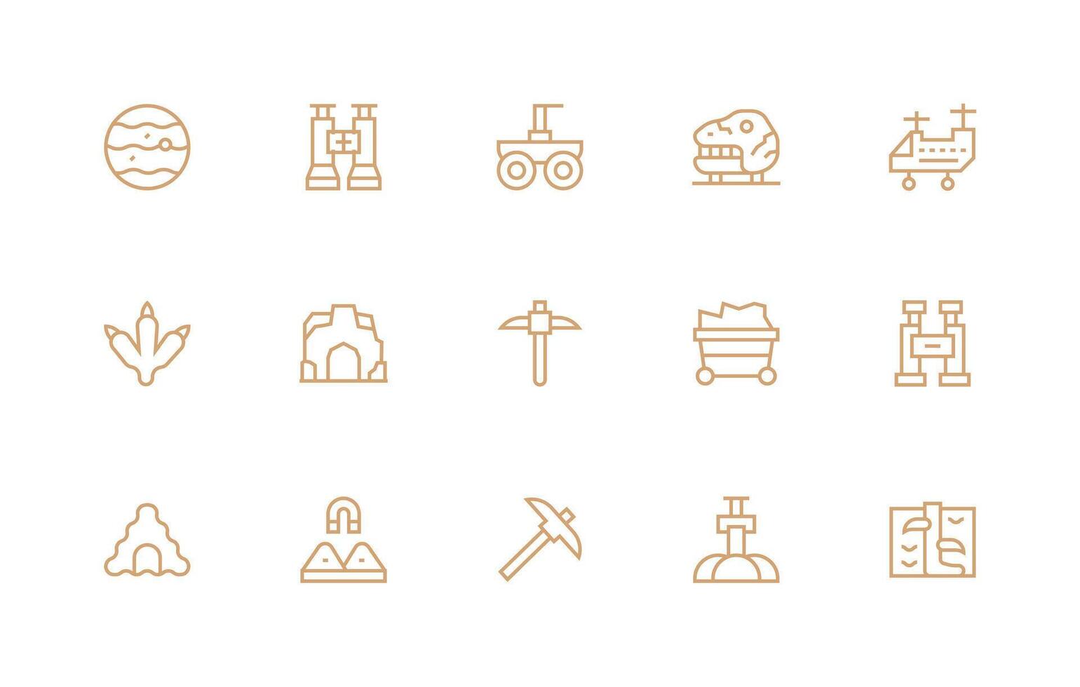 15 Regular Line Designs for Geology Icons Scalable Icons for Cross-Platform Interfaces vector
