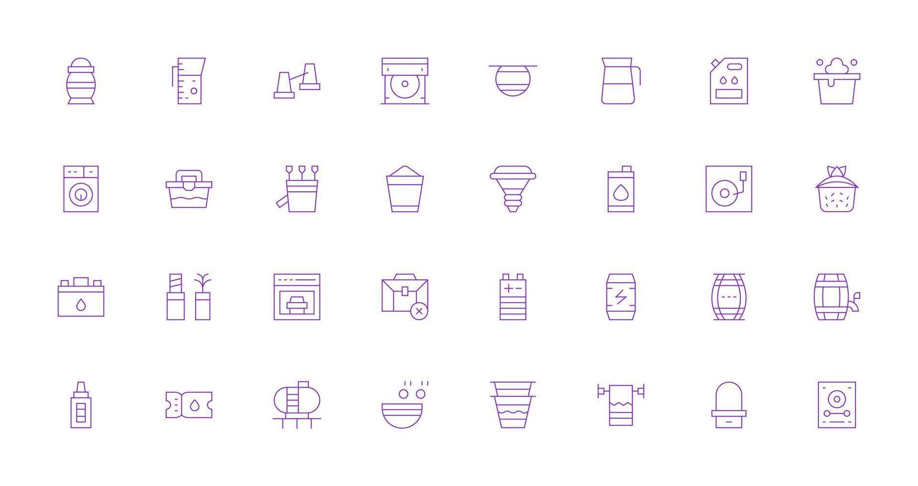 Capacity Set with 32 Thin Line Icons Scalable Icon Pack vector