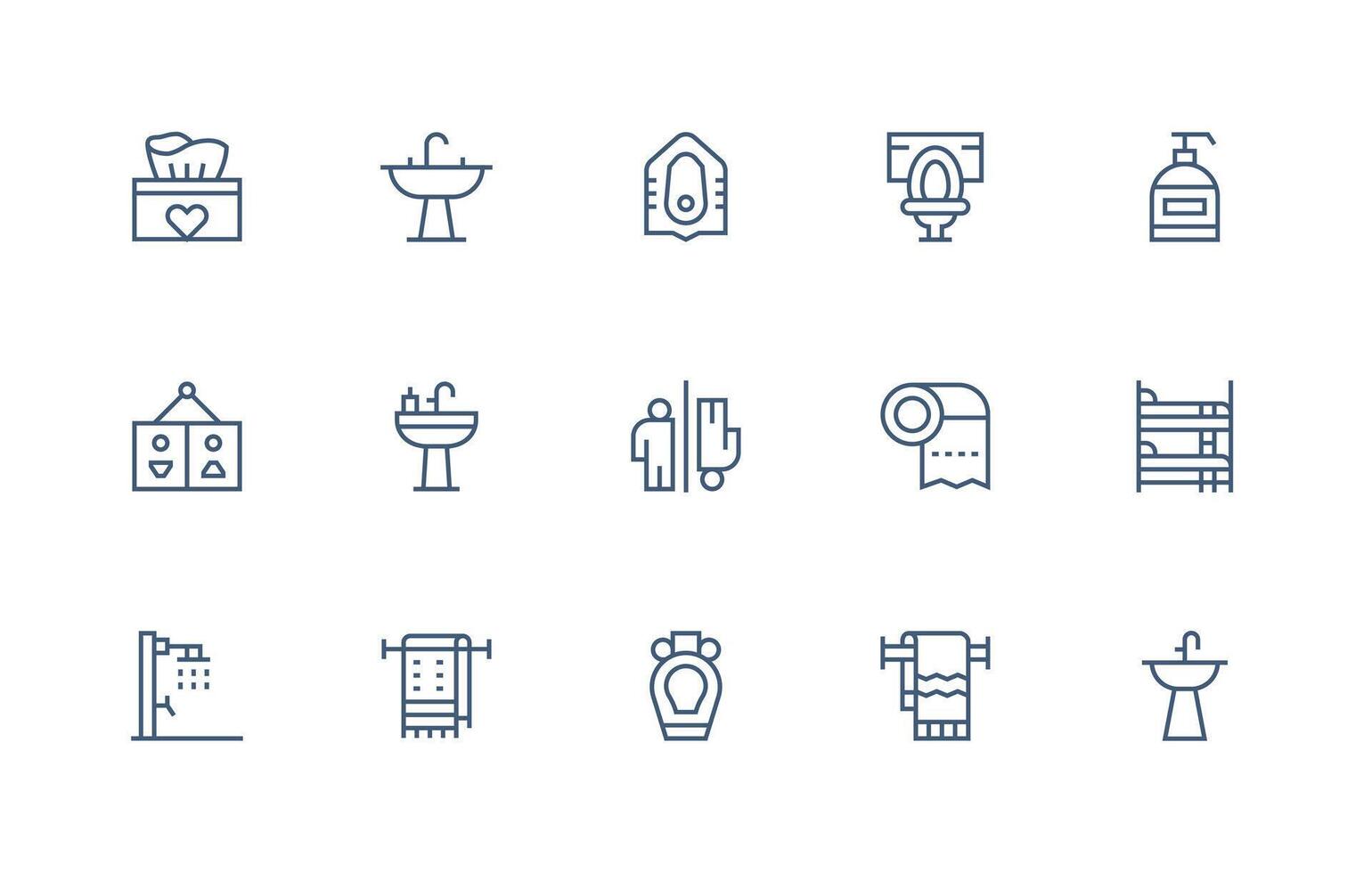 15 Icons for Restroom in Regular Line Format User Interface Icons for Digital Products vector