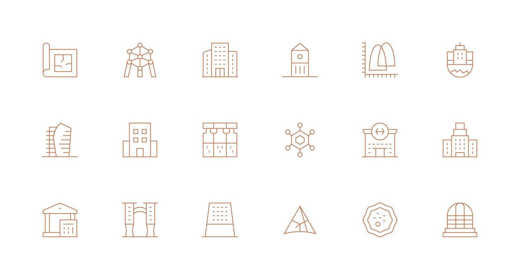 Minimal Line Icons from Structure Set with 18 Vectors Multi-Purpose Icon Pack for Templates