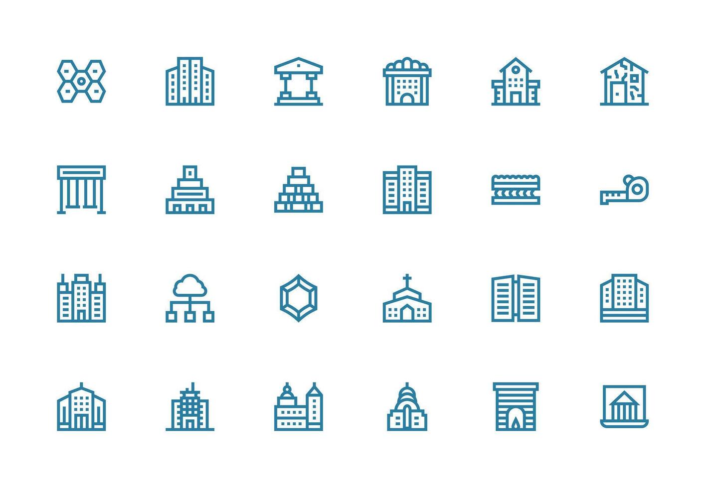 Architecture Design Icons featuring 24 in Thick Line Line Style Scalable Icon Pack vector