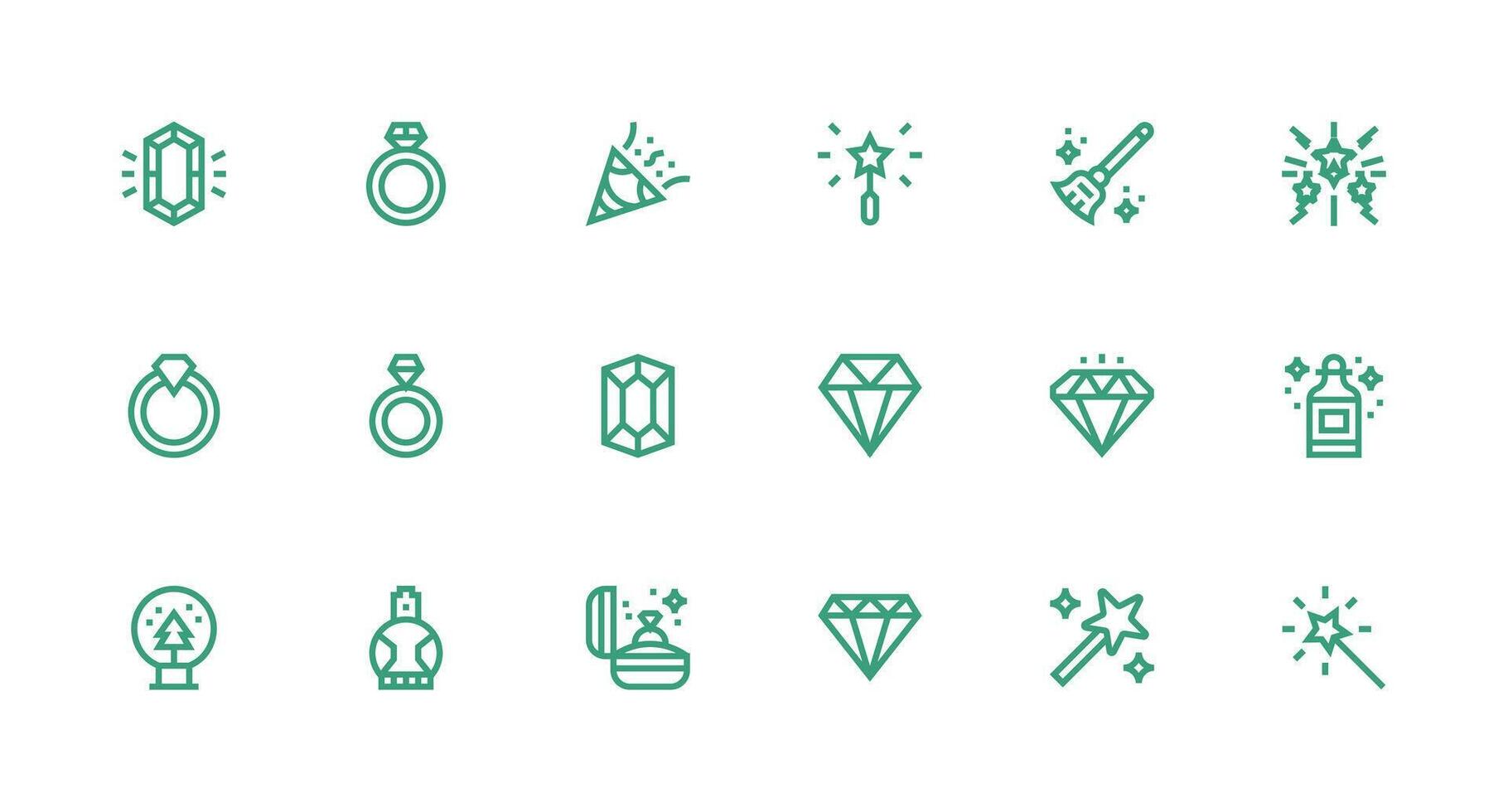 Strong Stroke Line Style Sparkle Icons with 18 Vectors Multi-Purpose Icon Set
