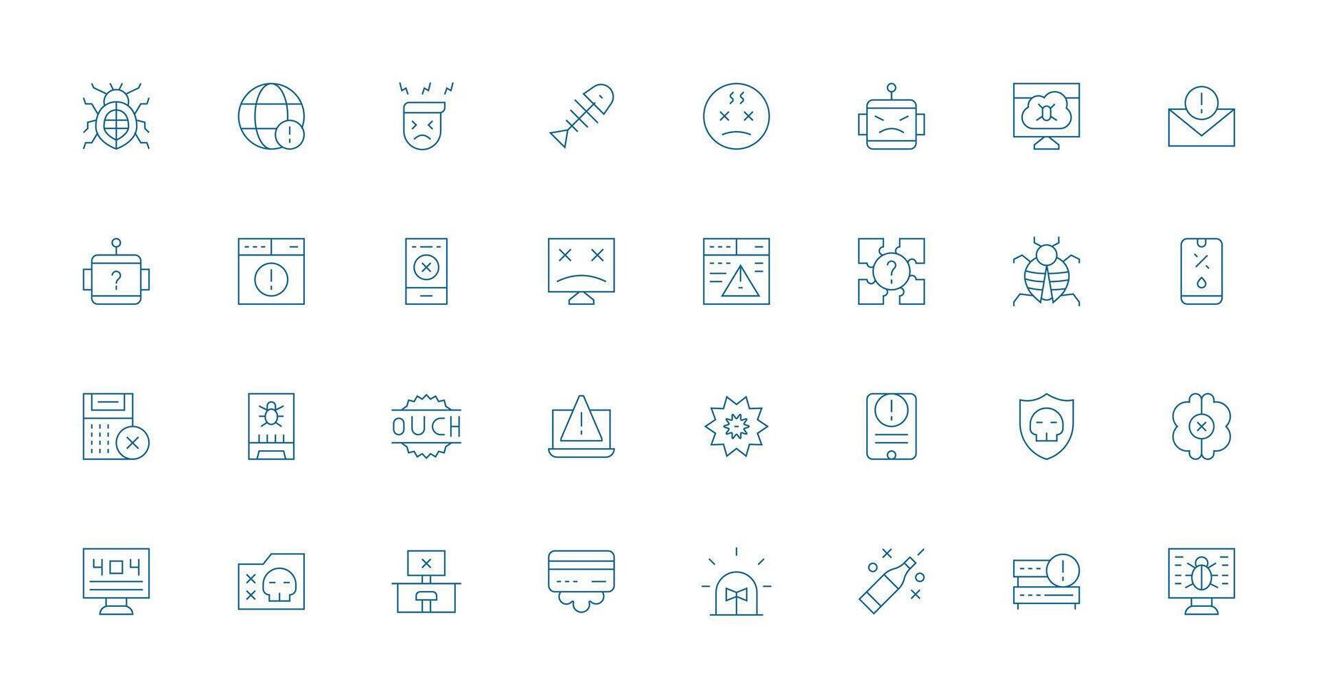 32 Thin Line Designs for Error Icons UI and UX Focused Icon Collection vector