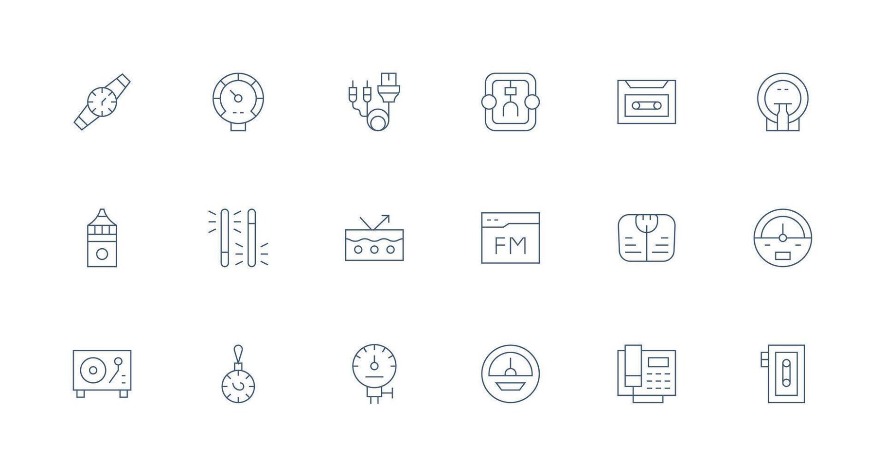 Minimal Line Style Analog Icons with 18 Vectors Digital Icon Collection