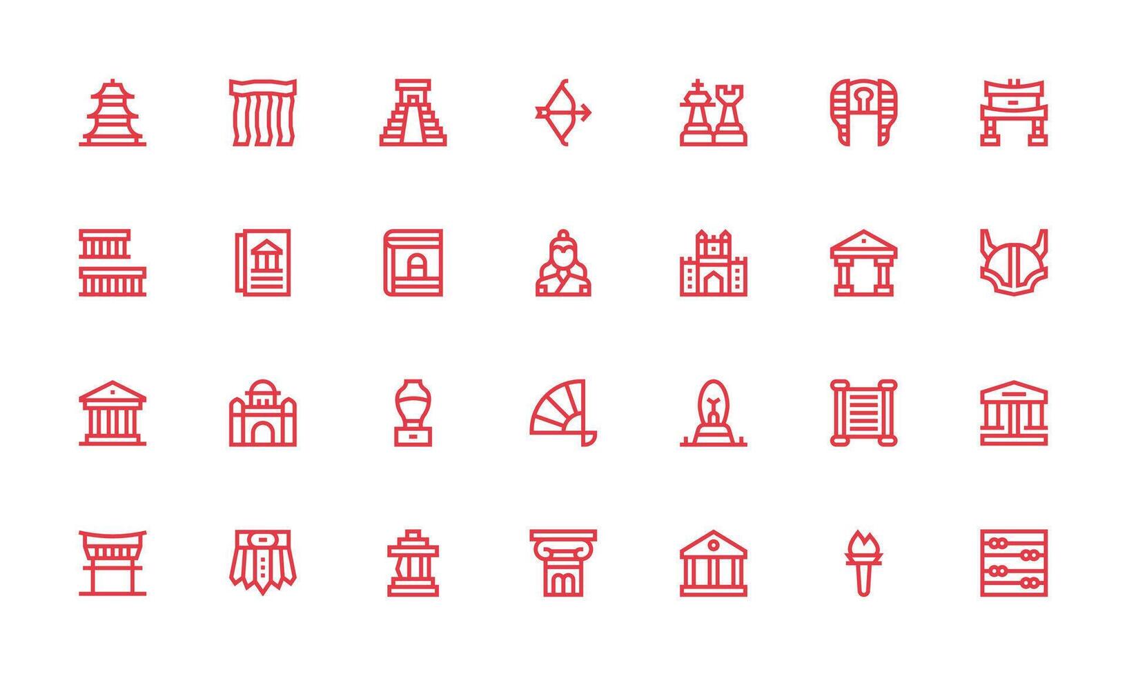 Bold Line Style Ancient Icons with 28 Vectors Full Icon Library for UI Designers