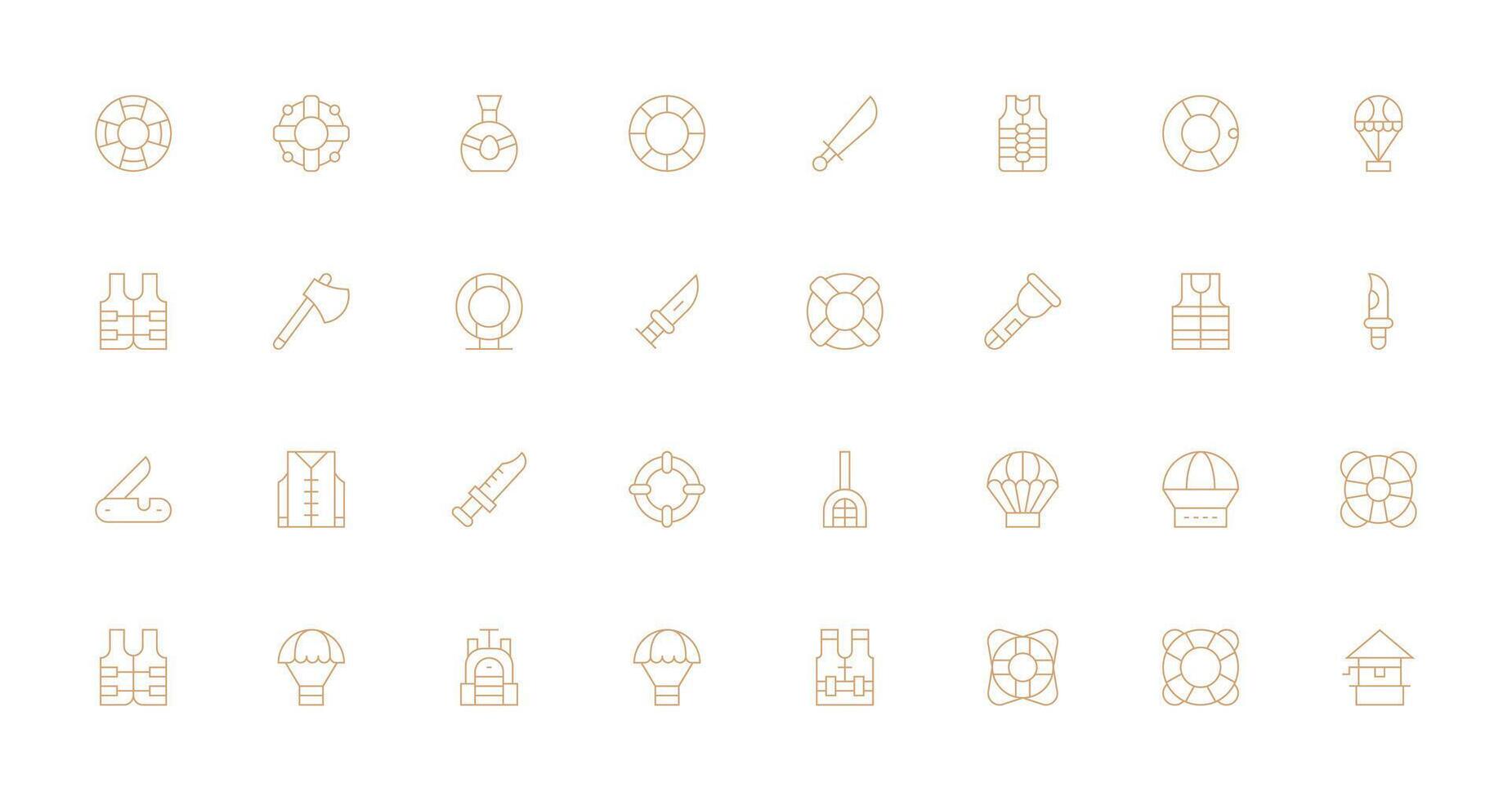 Survival Icon Set with 32 Thin Line Graphics Scalable Icon Pack vector