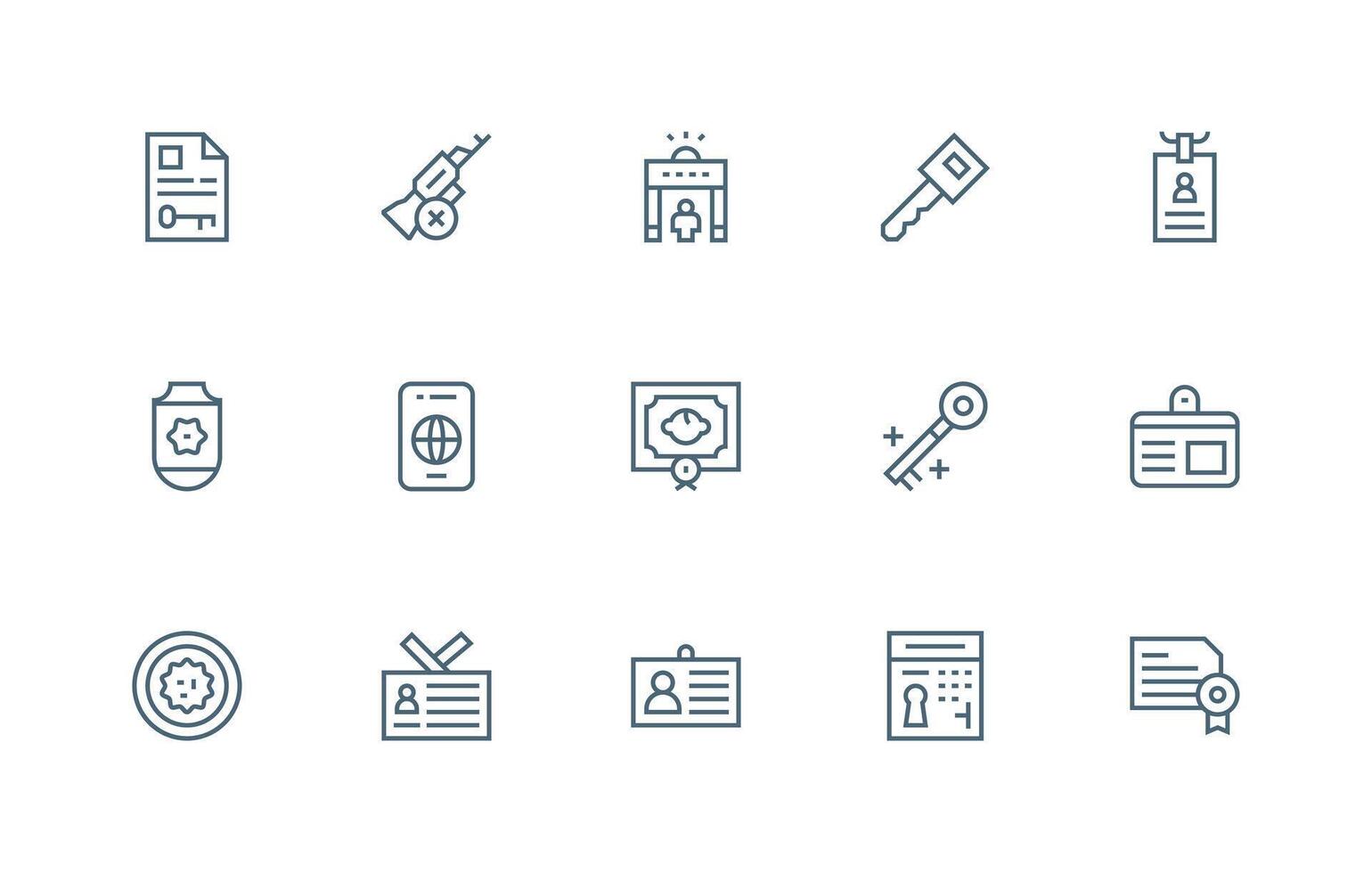 15 Icons for Authorization in Regular Line Format Multi-Style Icon Collection vector