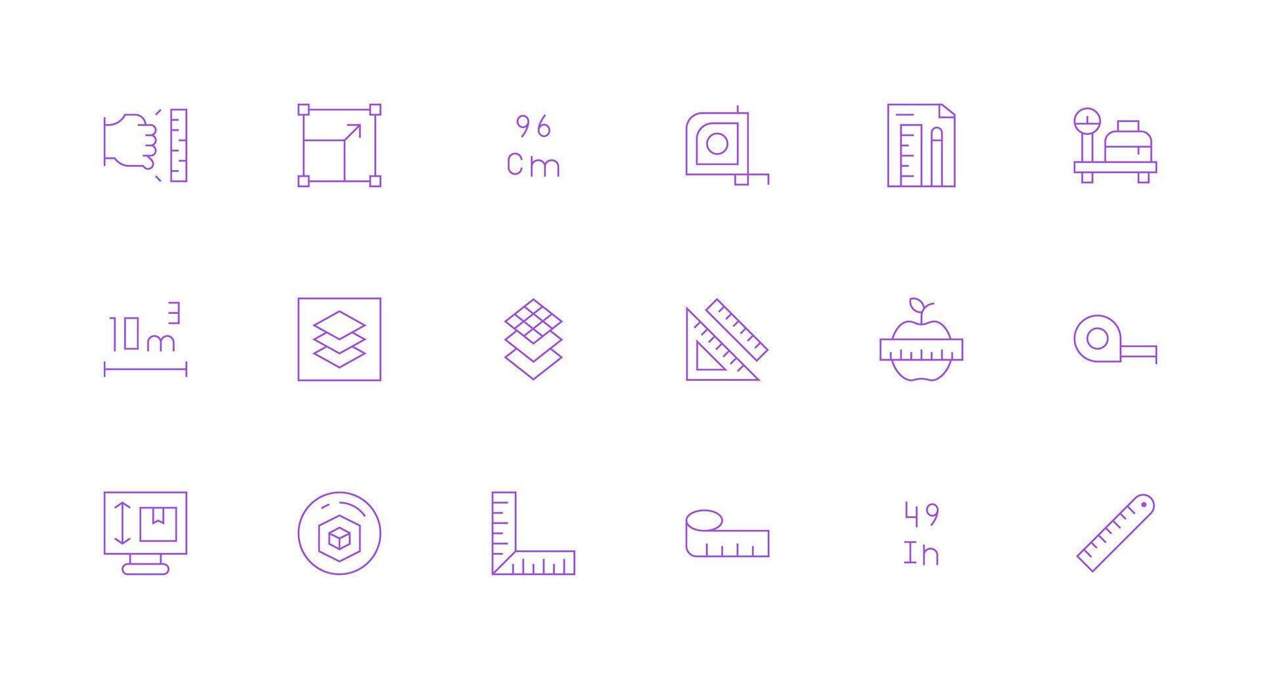 18 Minimal Line Vectors for Dimension Theme Multi-Style Icons for Creative Projects