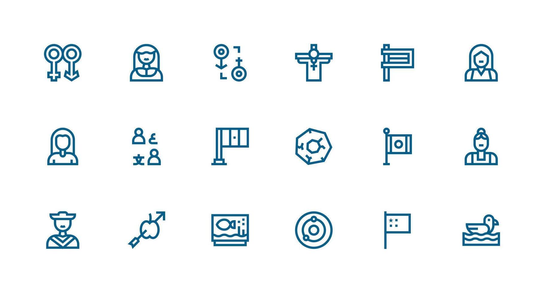 Strong Stroke Line Style Representation Icons with 18 Vectors All Device Compatible Icon Set