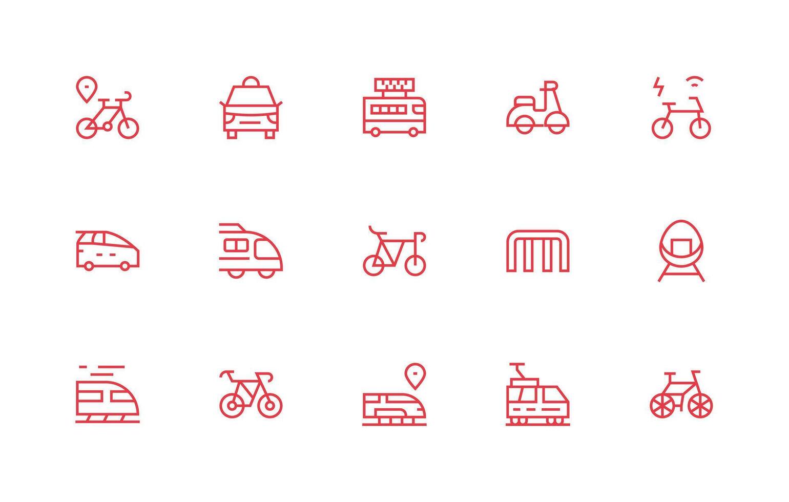 Commuter Set with 15 Regular Line Icons Simple Icons for Interface and Wireframes vector