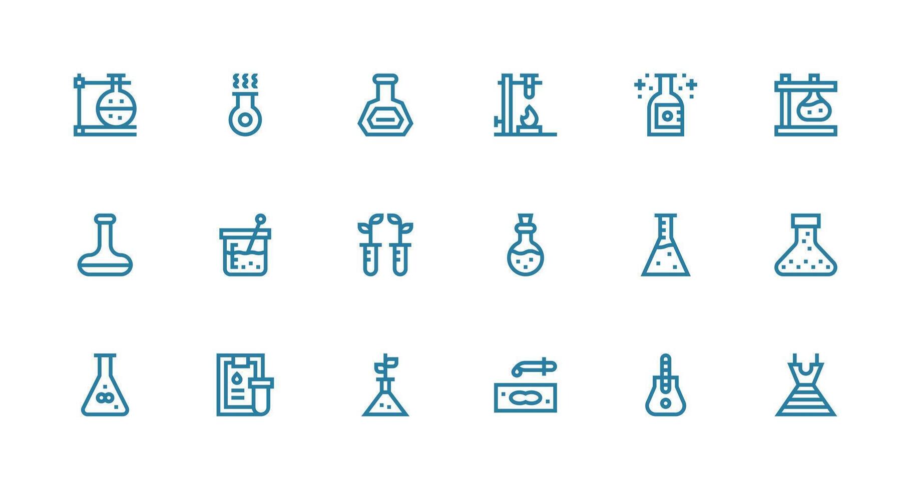 Test Tube Icon Set with 18 Strong Stroke Line Graphics UI and UX Focused Icon Collection vector