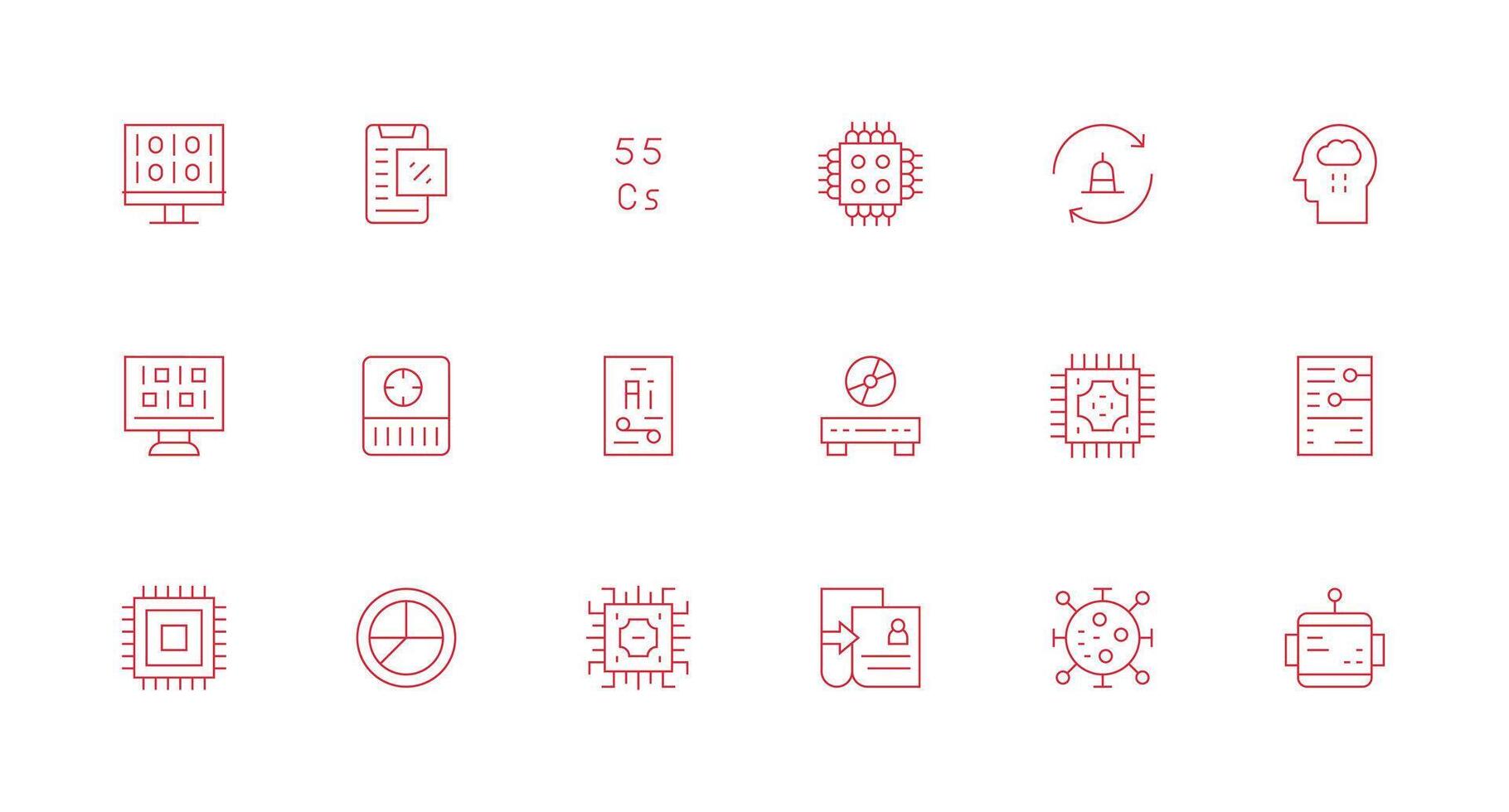 Data Processing Set with 18 Minimal Line Icons Multi-Purpose Icon Set vector