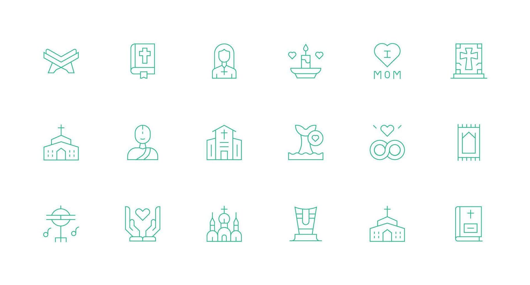Devotion Icon Set with 18 Minimal Line Graphics Icons Built for Visual Consistency Pack vector