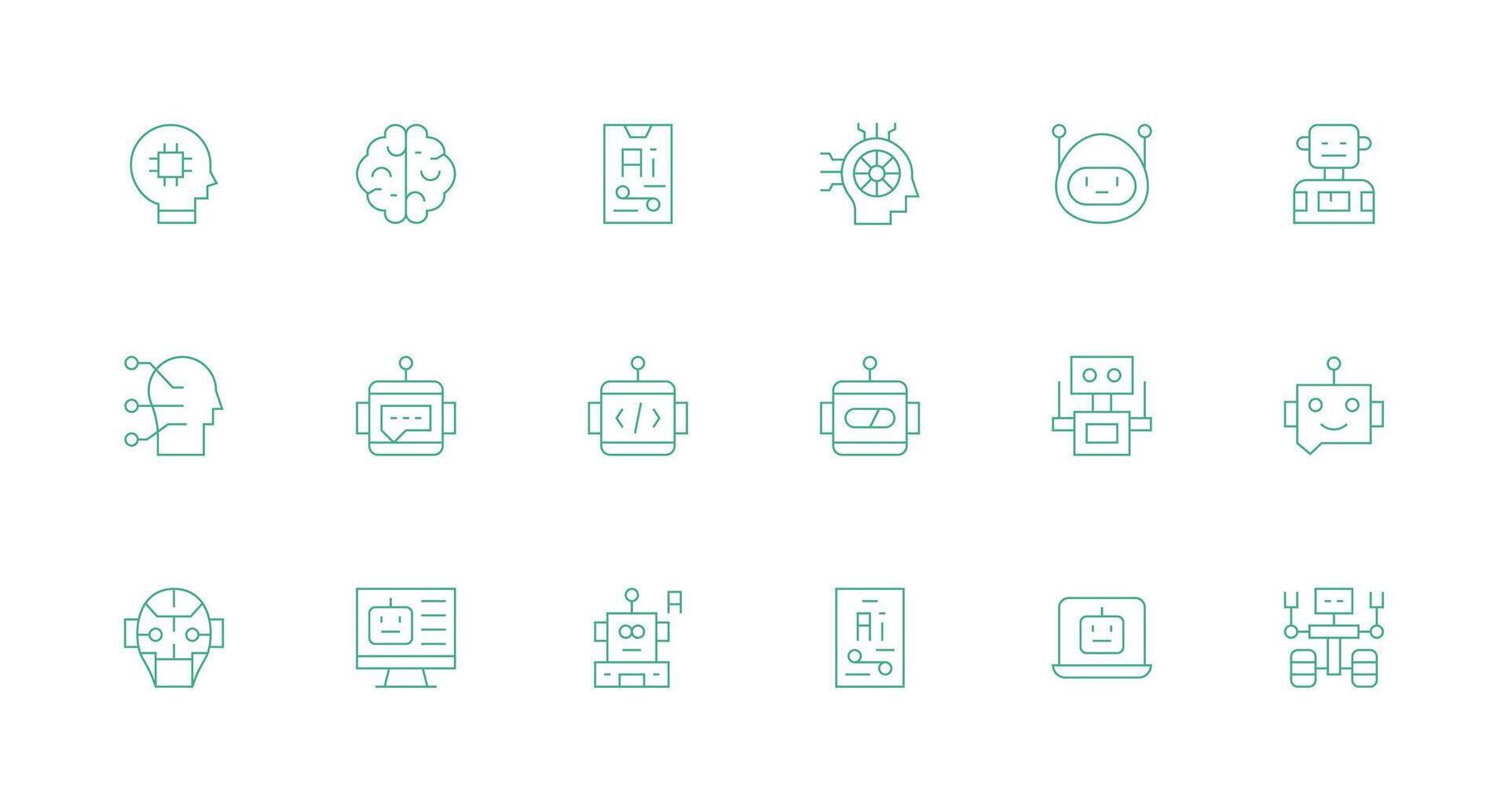 18 Minimal Line Icons for Artificial Intelligence Graphics Line Icon Collection vector