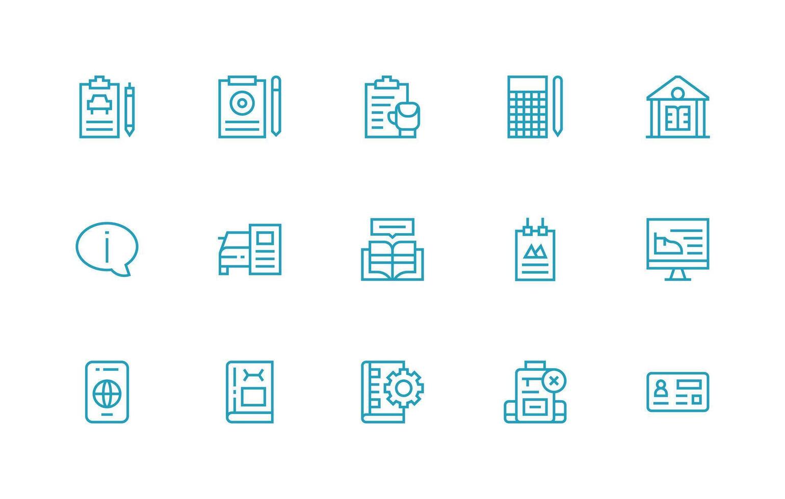 Documentation Icon Set with 15 Regular Line Graphics Editable Icon Collection vector