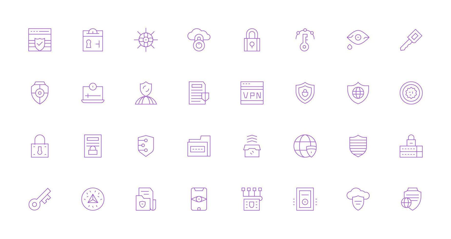 Thin Line Icons from Encryption Set with 32 Vectors High-Resolution Icons for Any Platform