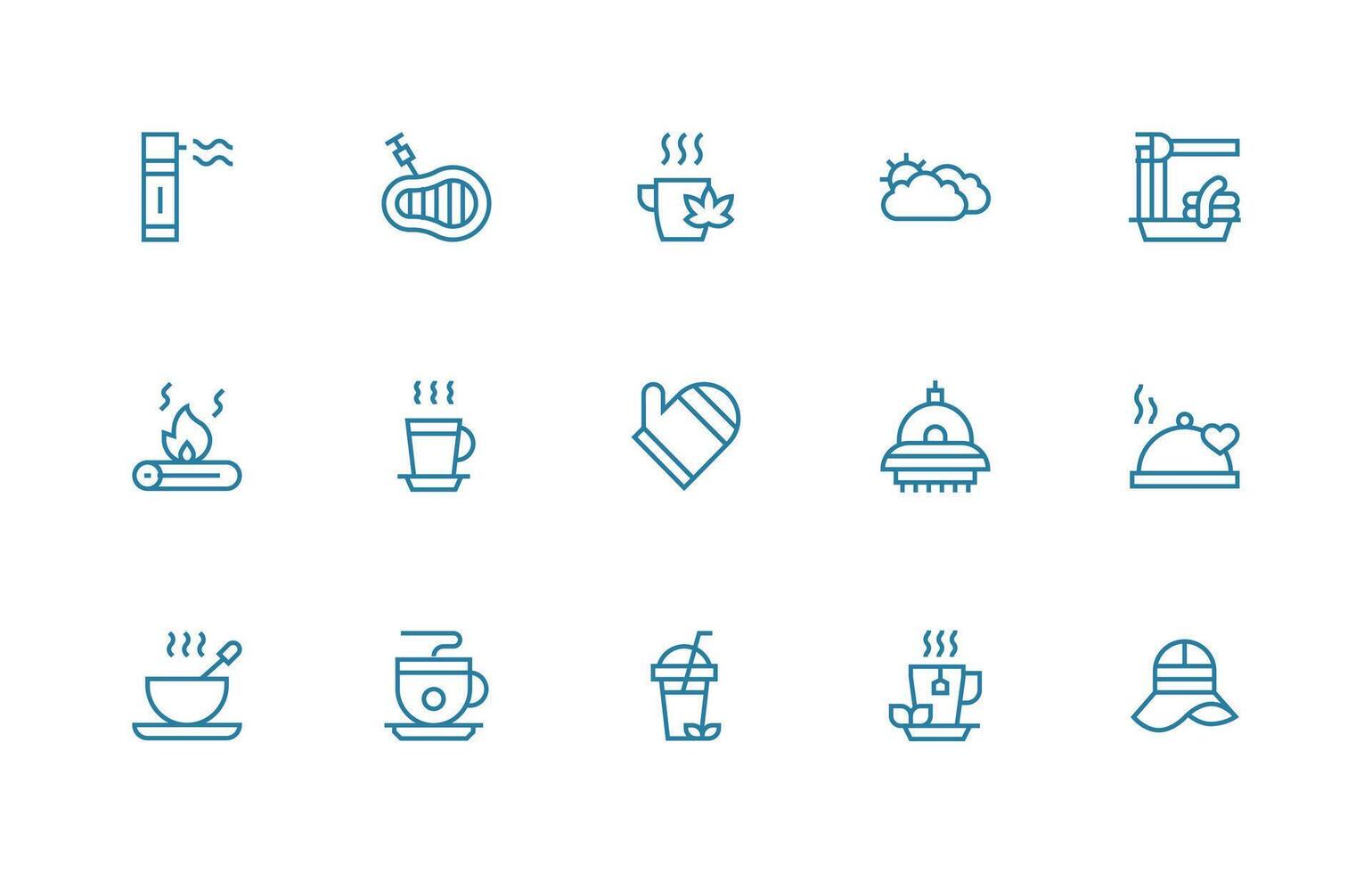 Hot Icon Set with 15 Regular Line Graphics Essential Icons for Rapid UI Building vector