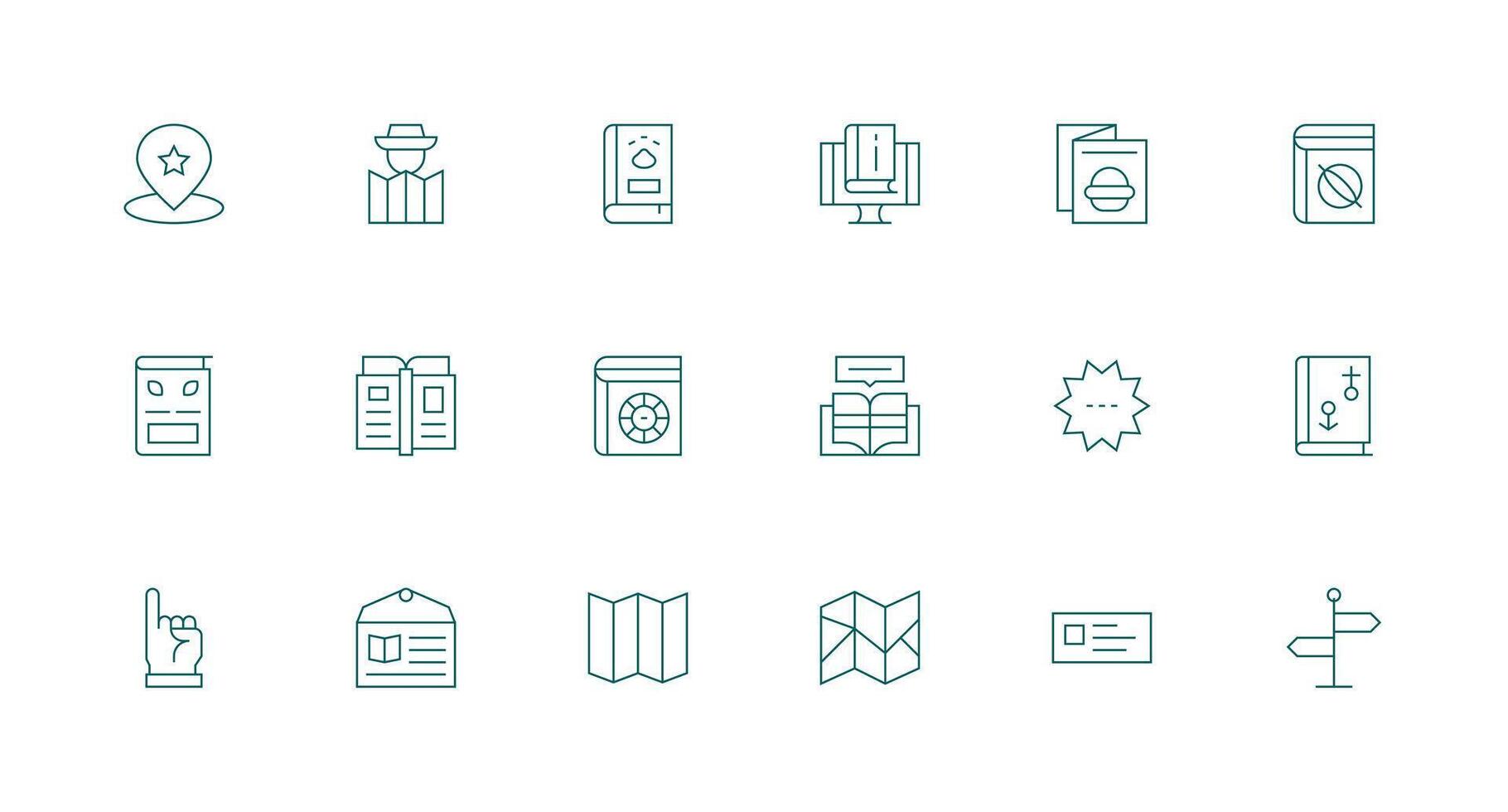 Guide Icon Set with 18 Minimal Line Graphics Icon Set vector