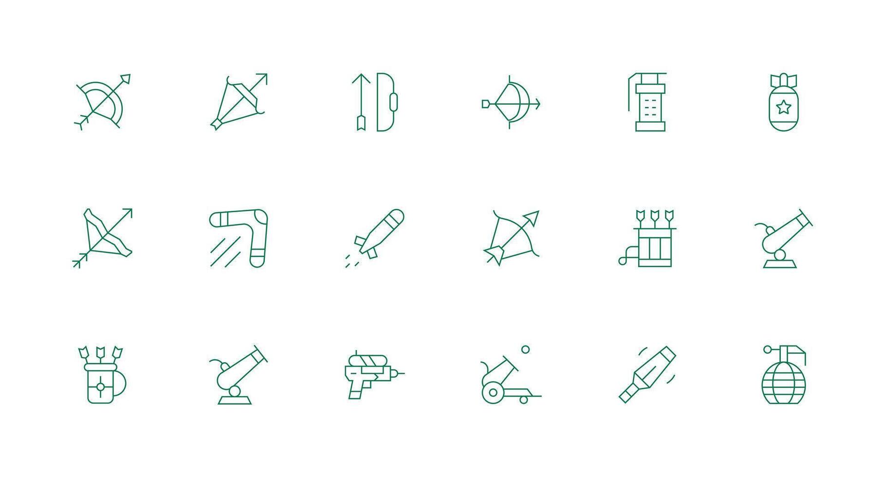 Minimal Line Style Projectile Icons with 18 Vectors Fully Editable Icon Set for Web