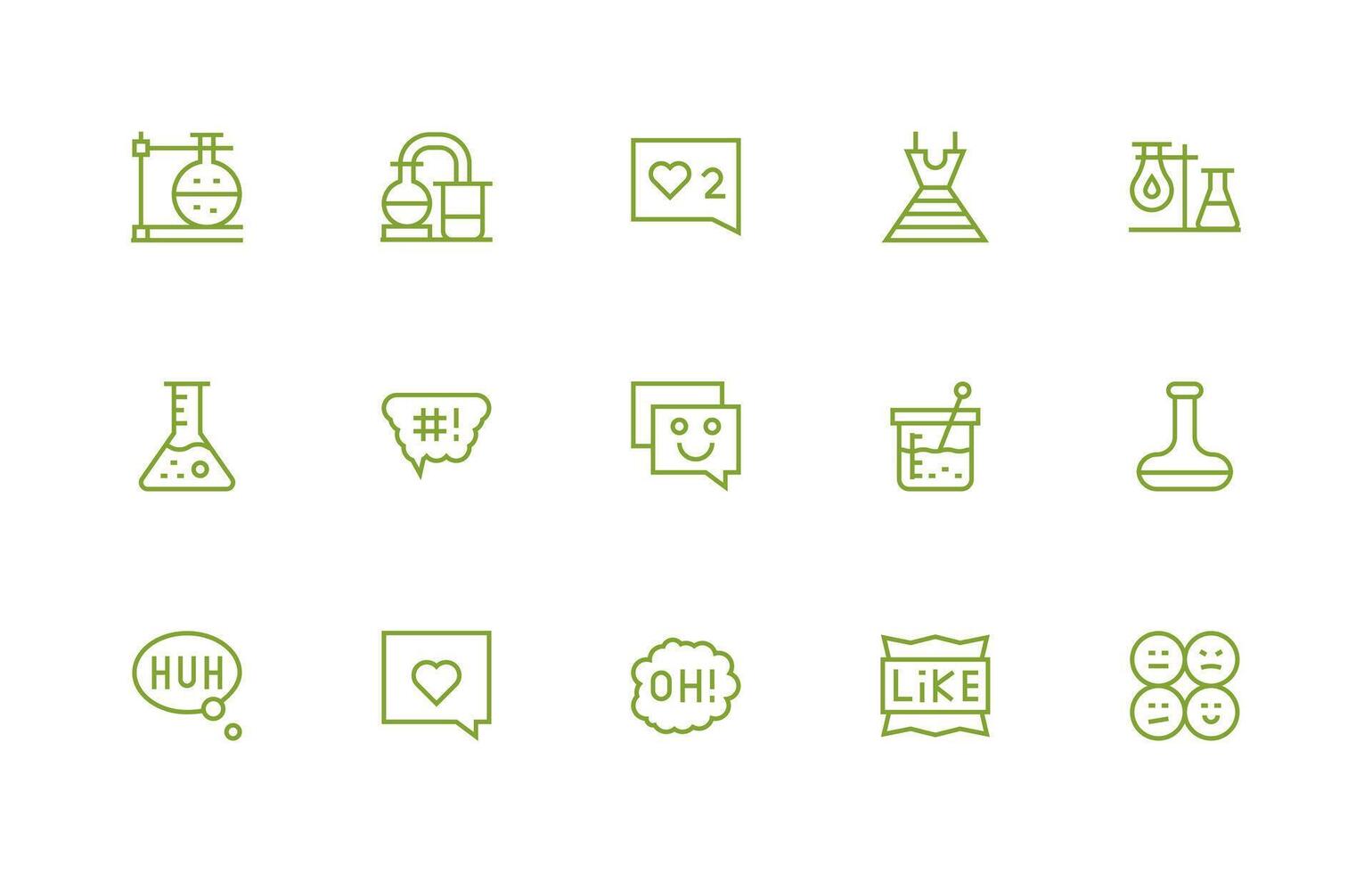 Reaction including 15 Regular Line Illustrations Flexible Icon System for Web Interfaces vector